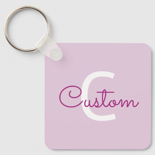 Scriptnaam & monogram | Magenta & Lichtpaars Sleutelhanger (Voorkant)