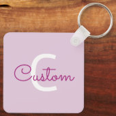 Scriptnaam & monogram | Magenta & Lichtpaars Sleutelhanger (Achterkant)