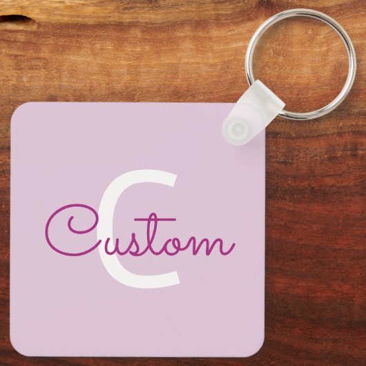 Scriptnaam & monogram | Magenta & Lichtpaars Sleutelhanger (Achterkant)