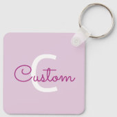 Scriptnaam & monogram | Magenta & Lichtpaars Sleutelhanger (Achterkant)
