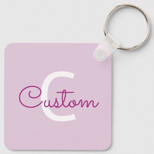 Scriptnaam & monogram | Magenta & Lichtpaars Sleutelhanger (Achterkant)