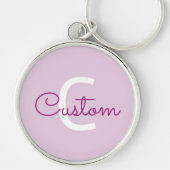Scriptnaam & monogram | Magenta & Lichtpaars Sleutelhanger (Voorkant)