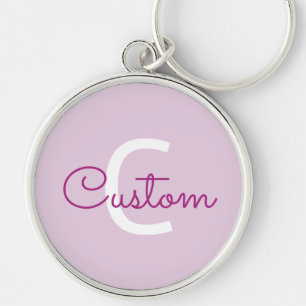 Scriptnaam & monogram   Magenta & Lichtpaars Sleutelhanger