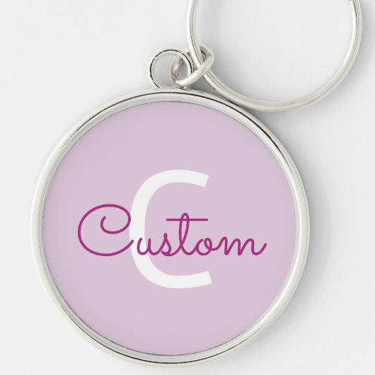 Scriptnaam & monogram | Magenta & Lichtpaars Sleutelhanger (Voorkant)
