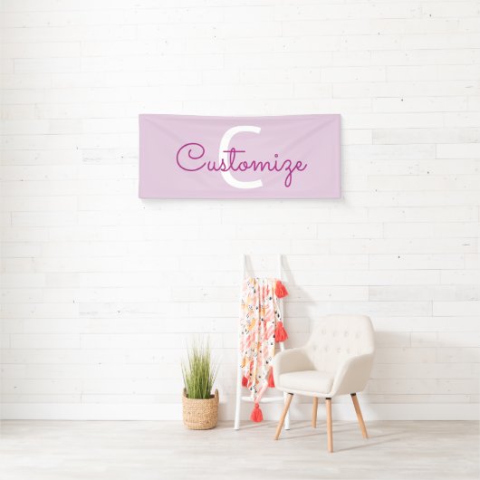 Scriptnaam & monogram | Magenta & Lichtpaars Spandoek (Insitu)