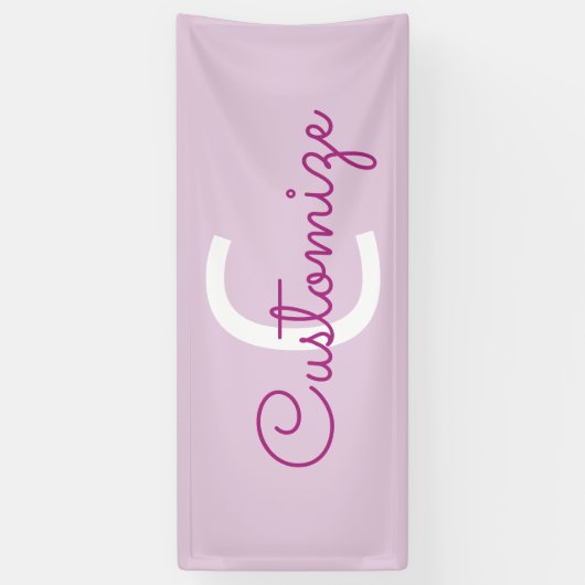 Scriptnaam & monogram | Magenta & Lichtpaars Spandoek (Verticaal)