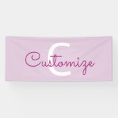 Scriptnaam & monogram | Magenta & Lichtpaars Spandoek (Horizontaal)