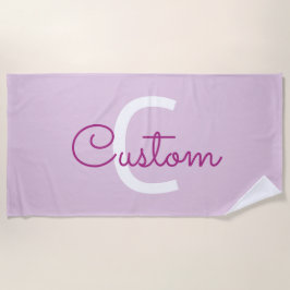 Scriptnaam & monogram | Magenta & Lichtpaars Strandlaken