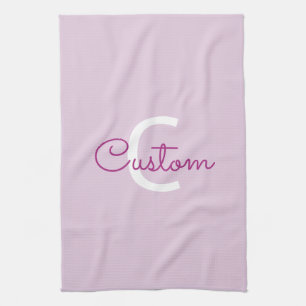 Scriptnaam & monogram   Magenta & Lichtpaars Theedoek