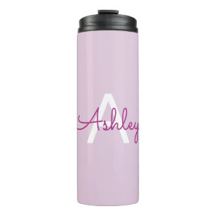 Scriptnaam & monogram Magenta & Lichtpaars Thermosbeker
