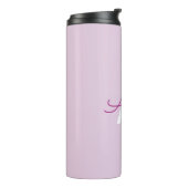 Scriptnaam & monogram | Magenta & Lichtpaars Thermosbeker (Gedraaid links)