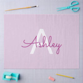 Scriptnaam & monogram | Magenta & Lichtpaars Tissuepapier