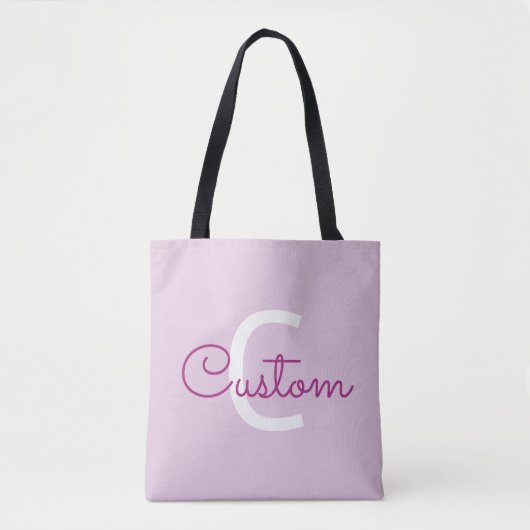 Scriptnaam & monogram | Magenta & Lichtpaars Tote Bag (Voorkant)