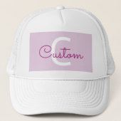 Scriptnaam & monogram | Magenta & Lichtpaars Trucker Pet (Voorkant)
