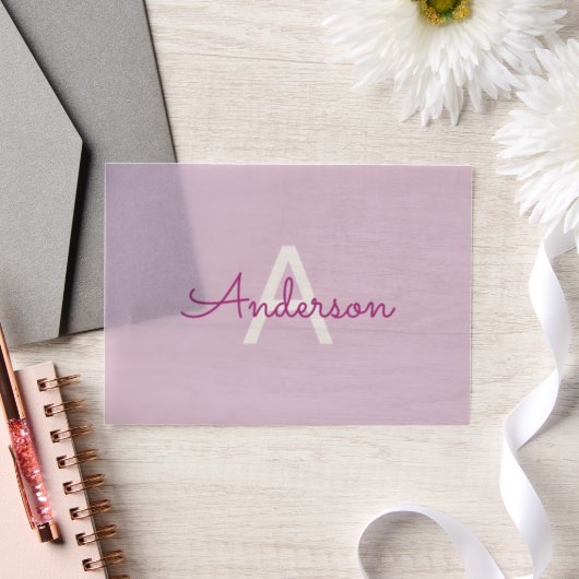 Scriptnaam & monogram | Magenta & Lichtpaars Vellum Uitnodigingen (Huwelijk)