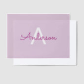 Scriptnaam & monogram | Magenta & Lichtpaars Vellum Uitnodigingen (Offset)