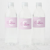 Scriptnaam & monogram | Magenta & Lichtpaars Waterfles Etiket (Flessen)