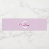 Scriptnaam & monogram | Magenta & Lichtpaars Waterfles Etiket (Enkel label)