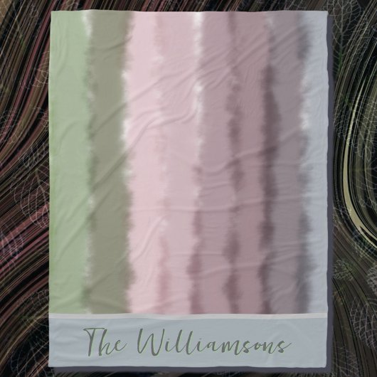 Scriptnaam ombre paarse groene grijze strepen mode fleece deken