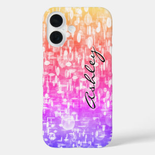 Scriptnaam op regenboogpailletten iPhone 16 hoesje