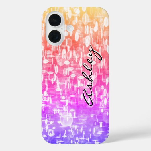 Scriptnaam op regenboogpailletten Case-Mate iPhone case (Achterkant)
