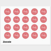 Scriptnaam Pretty Rose Roze en Wit Ronde Sticker (Vel)