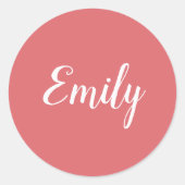 Scriptnaam Pretty Rose Roze en Wit Ronde Sticker (Voorkant)