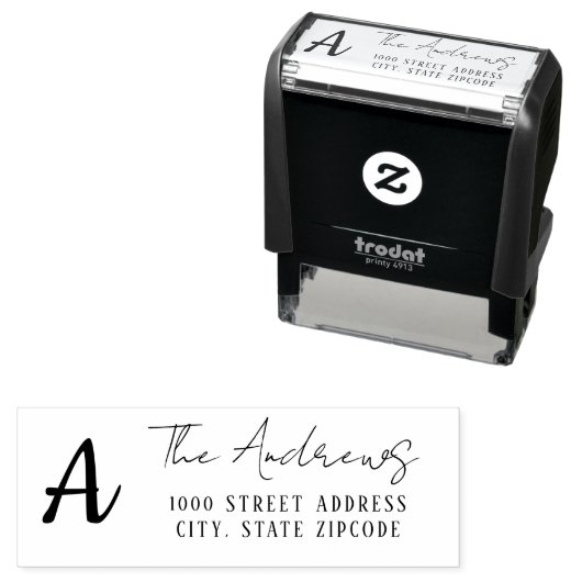 scriptnaam van monogram-Initiaal Zelfinktende Stempel (In situ)