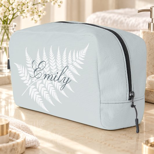 Scriptnaam Weekend Stofblauw Witte Varens Toilettasje