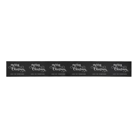 scriptnaam White Black Merry Christmas Grosgrain Lint (Voorkant)