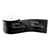scriptnaam White Black Merry Christmas Grosgrain Lint (Spoel)