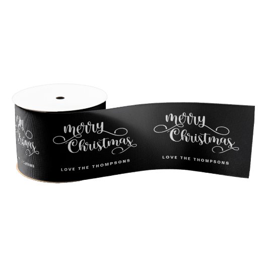  scriptnaam White Black Merry Christmas Grosgrain Lint (Spoel)