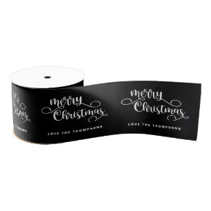  scriptnaam White Black Merry kerst Grosgrain Lint