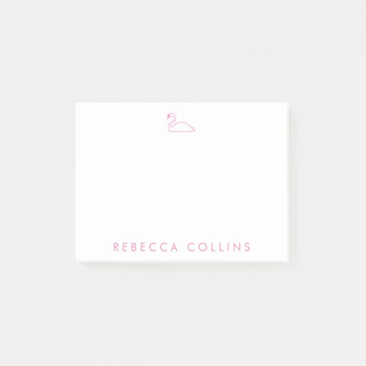 Scriptnaam, zwaan, roze aanpassen post-it® notes (Voorkant)
