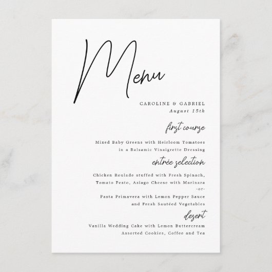 scriptnamen Wedding Menu (Voorkant)