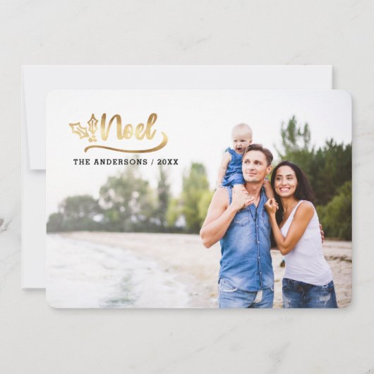 scriptnoel foto moderne vakantiefotokaarten feestdagenkaart (Voorkant)