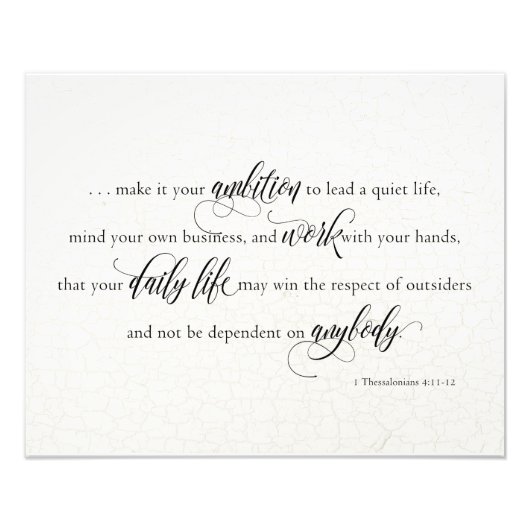 Scriptofferte voor bedrijven - 1Thess 4:11-12 Foto Afdruk (Voorkant)