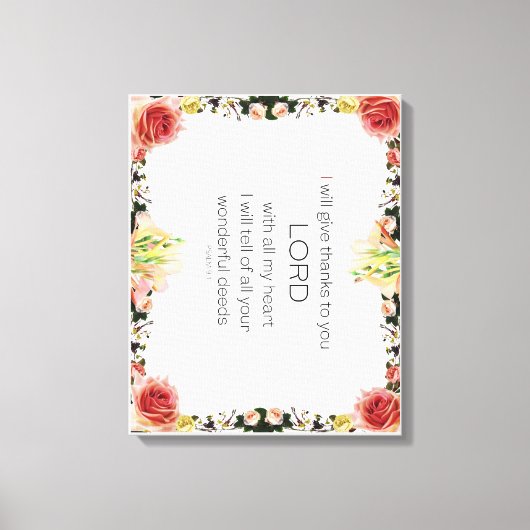 Scriptpsalm 9, Floral Canvas Afdruk (Voorkant)