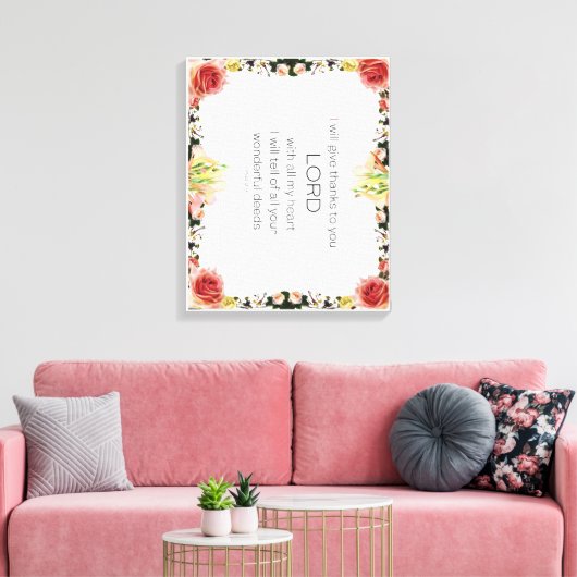 Scriptpsalm 9, Floral Canvas Afdruk (Insitu (Woonkamer))