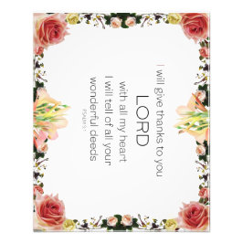 Scriptpsalm 9, Floral Foto Afdruk