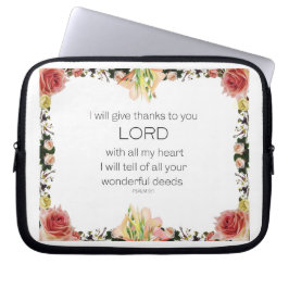 Scriptpsalm 9, Floral Laptop Sleeve