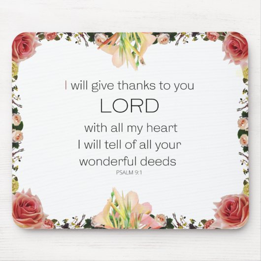 Scriptpsalm 9, Floral Muismat (Voorkant)