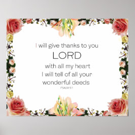 Scriptpsalm 9, Floral Poster