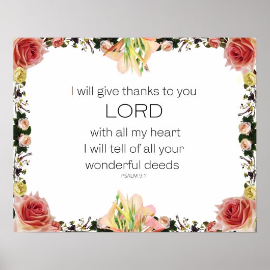 Scriptpsalm 9, Floral Poster (Voorkant)