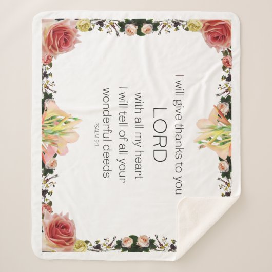 Scriptpsalm 9, Floral Sherpa Deken (Voorkant)