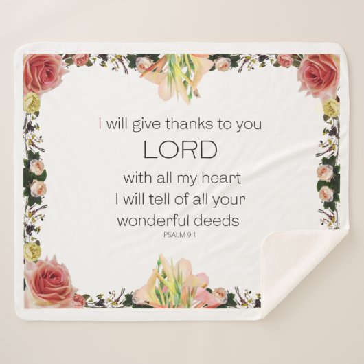 Scriptpsalm 9, Floral Sherpa Deken (Voorkant (horizontaal))