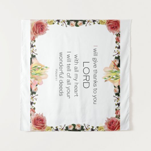 Scriptpsalm 9, Floral Wandkleed (Voorkant (horizontaal))