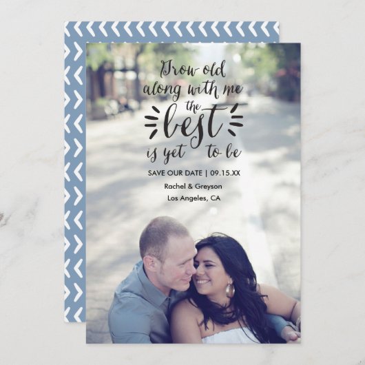 Scriptquote Opslagdatum Fotoaankondiging Save The Date (Voorkant / Achterkant)