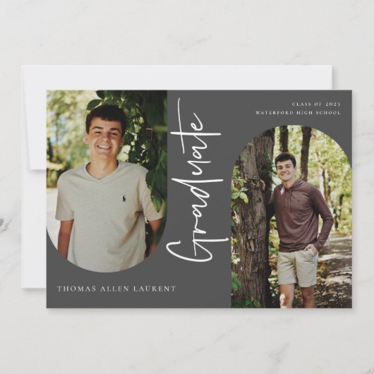 Scripts Afstuderen Arched Lijst 4 Foto-uitnodiging Aankondiging (Voorkant)