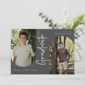 Scripts Afstuderen Arched Lijst 4 Foto-uitnodiging Aankondiging (Staand voorkant)